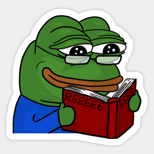 Pepe REEEEEE-ading a book Sticker